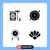 4 Solid Black Icon Pack Glyph Symbols for Mobile Apps isolated on white background 4 Icons Set vector