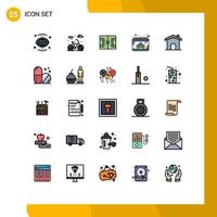 Modern Set of 25 Filled line Flat Colors Pictograph of building mask field date soccer Editable Vector Design Elements