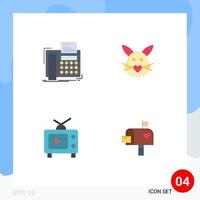 Pictogram Set of 4 Simple Flat Icons of fax easter telefax bunny television Editable Vector Design Elements