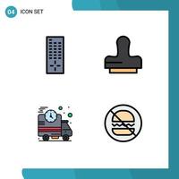 Modern Set of 4 Filledline Flat Colors Pictograph of control truck clone fast fast Editable Vector Design Elements