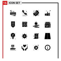 Pictogram Set of 16 Simple Solid Glyphs of insignia like telephone hand business Editable Vector Design Elements