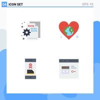 4 Thematic Vector Flat Icons and Editable Symbols of browser day page globe contact Editable Vector Design Elements