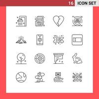 16 Universal Outlines Set for Web and Mobile Applications nature hill couple virtual shapes Editable Vector Design Elements