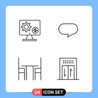 4 Line Black Icon Pack Outline Symbols for Mobile Apps isolated on white background 4 Icons Set vector