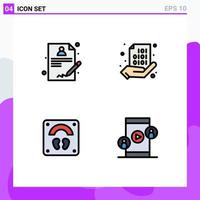 4 Creative Icons Modern Signs and Symbols of medical scale code hand wellness Editable Vector Design Elements