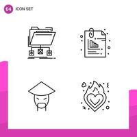 Outline Icon set Pack of 4 Line Icons isolated on White Background for responsive Website Design Print and Mobile Applications vector