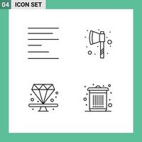 Set of 4 Modern UI Icons Symbols Signs for align present axe premium dustbin Editable Vector Design Elements