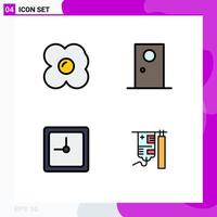 Group of 4 Filledline Flat Colors Signs and Symbols for egg date door interior drip Editable Vector Design Elements