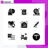 Solid Icon set Pack of 9 Glyph Icons isolated on White Background for Web Print and Mobile vector
