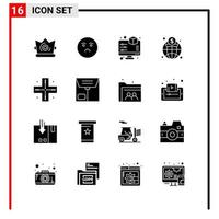 16 General Icons for website design print and mobile apps 16 Glyph Symbols Signs Isolated on White Background 16 Icon Pack vector