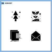 Stock Vector Icon Pack of 4 Line Signs and Symbols for forest chart tree garden graph Editable Vector Design Elements