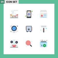 Set of 9 Modern UI Icons Symbols Signs for box school supplies card map geography Editable Vector Design Elements