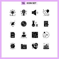 Pack of 16 creative Solid Glyphs of down party imagination celebration balloons Editable Vector Design Elements