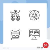 Pack of 4 Modern Filledline Flat Colors Signs and Symbols for Web Print Media such as binoculars office locate sweets computer Editable Vector Design Elements