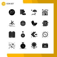 16 Icon Set Solid Style Icon Pack Glyph Symbols isolated on White Backgound for Responsive Website Designing vector