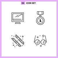 4 Icons in Line Style Outline Symbols on White Background Creative Vector Signs for Web mobile and Print