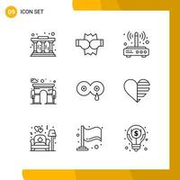 9 Icon Set Line Style Icon Pack Outline Symbols isolated on White Backgound for Responsive Website Designing vector