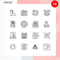 16 User Interface Outline Pack of modern Signs and Symbols of churro mother heart mom hat Editable Vector Design Elements