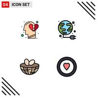 Universal Icon Symbols Group of 4 Modern Filledline Flat Colors of emotions easter break heart power spring Editable Vector Design Elements