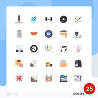 25 User Interface Flat Color Pack of modern Signs and Symbols of success layout sport graph hobbies Editable Vector Design Elements