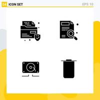 Set of 4 Vector Solid Glyphs on Grid for file speaker find search instagram Editable Vector Design Elements