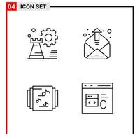 4 General Icons for website design print and mobile apps 4 Outline Symbols Signs Isolated on White Background 4 Icon Pack vector