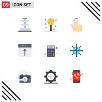 Set of 9 Modern UI Icons Symbols Signs for internet math touch finance upload Editable Vector Design Elements