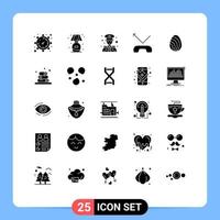 Group of 25 Modern Solid Glyphs Set for spring eastre police egg missed Editable Vector Design Elements