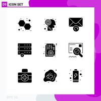 Editable Vector Line Pack of 9 Simple Solid Glyphs of check options retry office document Editable Vector Design Elements