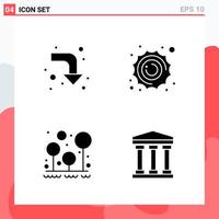 Collection of 4 Vector Icons in solid style Modern Glyph Symbols for Web and Mobile Solid Icon Sign Isolated on White Background 4 Icons