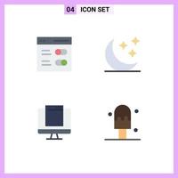 Mobile Interface Flat Icon Set of 4 Pictograms of communication monitor user stars imac Editable Vector Design Elements