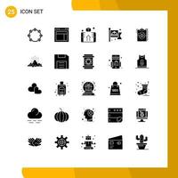 Pictogram Set of 25 Simple Solid Glyphs of labor communist web shop money Editable Vector Design Elements