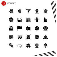 Group of 25 Solid Glyphs Signs and Symbols for fake copycat module concept lift Editable Vector Design Elements