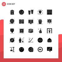 Editable Vector Line Pack of 25 Simple Solid Glyphs of gear music marine keyboard marker Editable Vector Design Elements