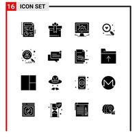 16 General Icons for website design print and mobile apps 16 Glyph Symbols Signs Isolated on White Background 16 Icon Pack vector