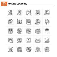 25 Online Learning icon set vector background