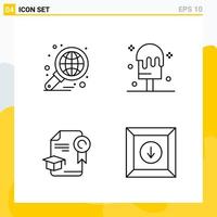 Collection of 4 Universal Line Icons Icon Set for Web and Mobile vector