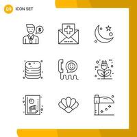 9 Icon Set Line Style Icon Pack Outline Symbols isolated on White Backgound for Responsive Website Designing vector