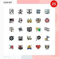 25 Filled line Flat Color concept for Websites Mobile and Apps report medical design training study Editable Vector Design Elements