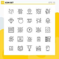 Collection of 25 Universal Line Icons Icon Set for Web and Mobile vector