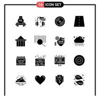 Set of 16 Solid Style Icons for web and mobile Glyph Symbols for print Solid Icon Signs Isolated on White Background 16 Icon Set vector