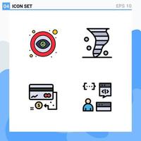 Set of 4 Modern UI Icons Symbols Signs for eye business visible climate credit Editable Vector Design Elements