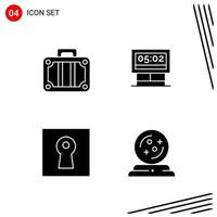 Collection of 4 Vector Icons in solid style Pixle Perfect Glyph Symbols for Web and Mobile Solid Icon Signs on White Background 4 Icons