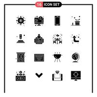 Universal Icon Symbols Group of 16 Modern Solid Glyphs of game caddy printing bag android Editable Vector Design Elements