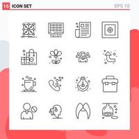 colección de 16 iconos vectoriales en estilo de línea símbolos de esquema modernos para web y signo de icono de línea móvil aislado en fondo blanco 16 iconos vector