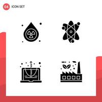 Pack of 4 Universal Glyph Icons for Print Media on White Background vector