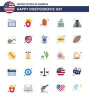 Flat Pack of 25 USA Independence Day Symbols of building ireland cold green city Editable USA Day Vector Design Elements