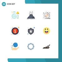 9 Thematic Vector Flat Colors and Editable Symbols of danger details safety info token Editable Vector Design Elements