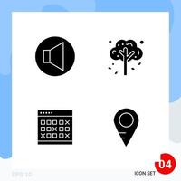 Modern Pack of 4 Icons Solid Glyph Symbols isolated on White Backgound for Website designing vector