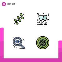 4 Creative Icons Modern Signs and Symbols of catkin search spring wine eat Editable Vector Design Elements